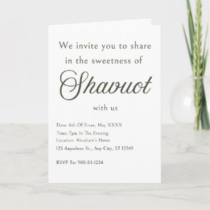 Tarjeta de Invitación de Shavuot - Minimalista Sim
