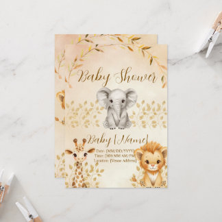 Tarjeta de Invitación de Shower de Bebé Safari en