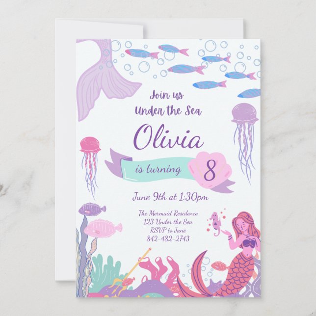 Tarjeta de Invitación de Sirena, Invitación de Cum (Anverso)