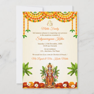 Tarjeta de invitación de Sri Satyanarayan Bhagwan
