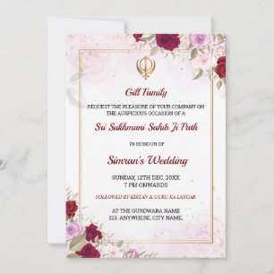 Tarjeta de invitación de Sukhmani Sahib Path