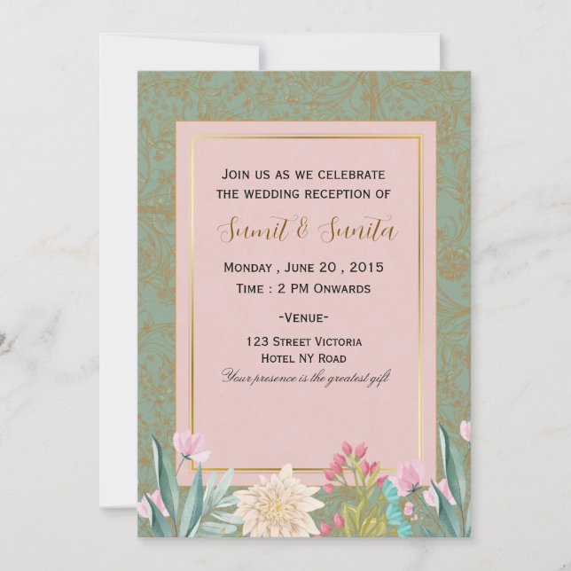 Tarjeta de Invitación de Tarjeta de Boda para Rece (Anverso)