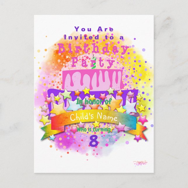 Tarjeta de invitación de tema de cumpleaños para n (Anverso)