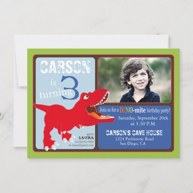 Tarjeta de invitación de tercer cumpleaños de Red  (Anverso)