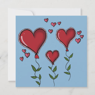 Tarjeta de invitación de tres corazones de corte