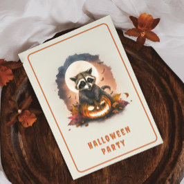 Tarjeta de invitación de Watercolor Raccoon Hallow