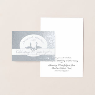 Tarjeta de invitación del 25 aniversario en plata