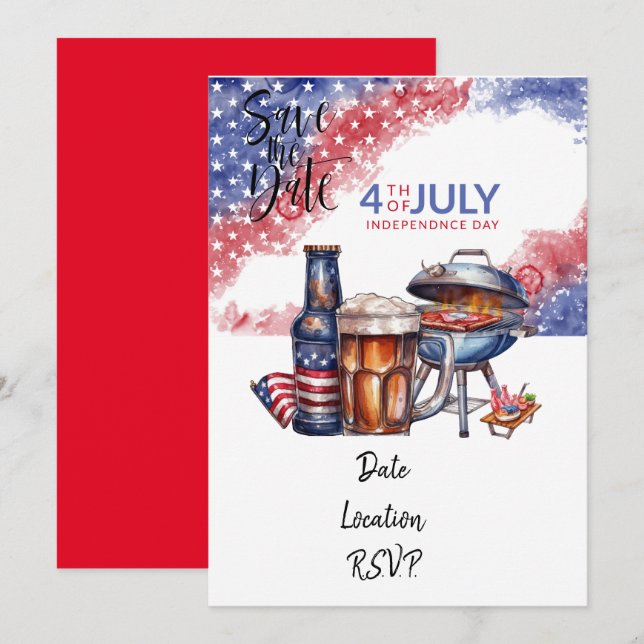 tarjeta de invitación del 4 de julio, guarda la fe (Anverso / Reverso)