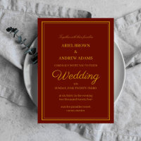 Tarjeta de invitación del boda de clase Borgoña