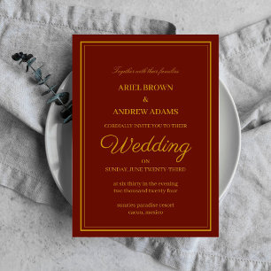 Tarjeta de invitación del boda de clase Borgoña