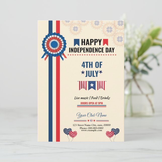 Tarjeta de invitación del día de la independencia  (Anverso de pie)