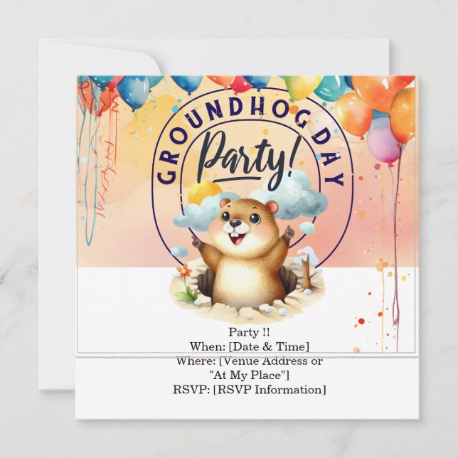 Tarjeta de invitación del Día de la Marmota - Cele (Anverso)