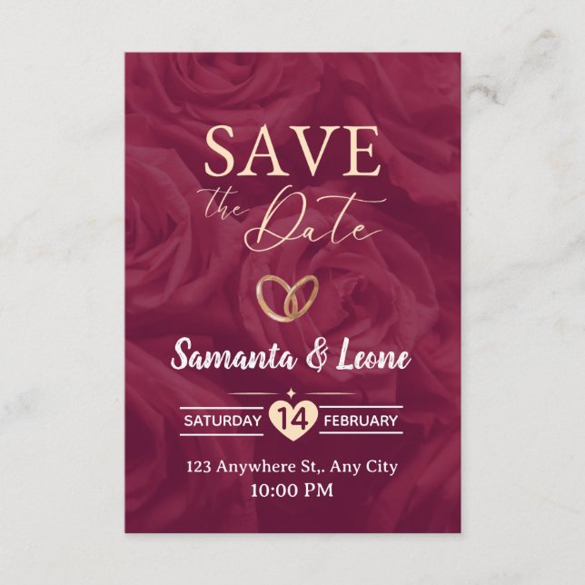 Tarjeta de invitación del Día de San Valentín (Anverso)