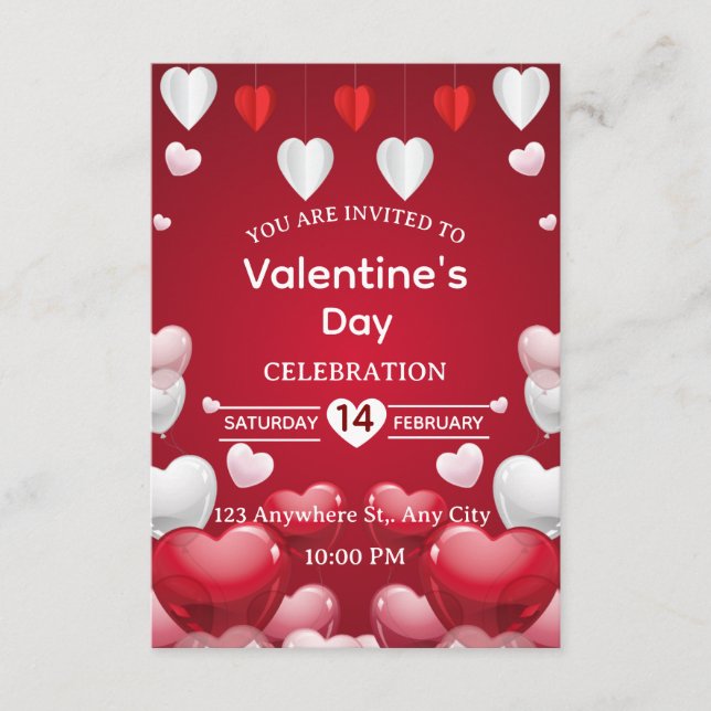Tarjeta de invitación del Día de San Valentín (Anverso)