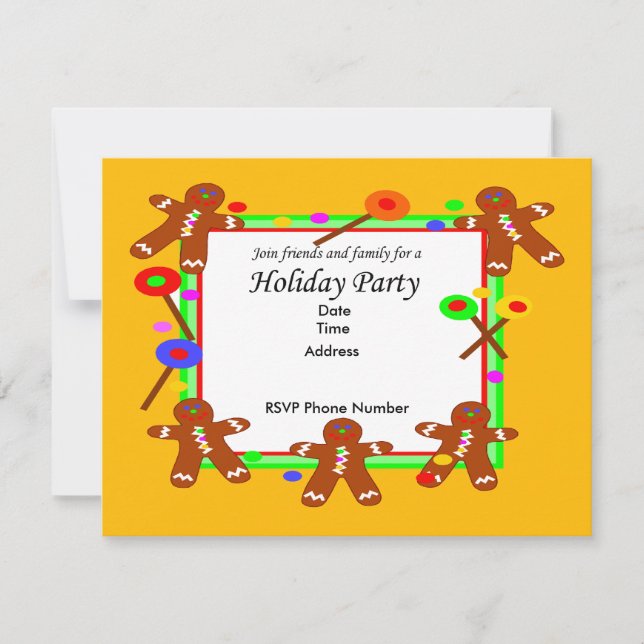 Tarjeta de invitación del hombre de pan de jengibr (Anverso)