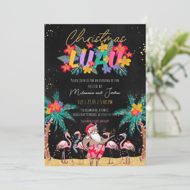 Tarjeta de invitación del partido Luau Tropical Na (Anverso de pie)