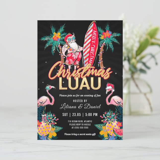 Tarjeta de invitación del partido Luau Tropical Na (Anverso de pie)