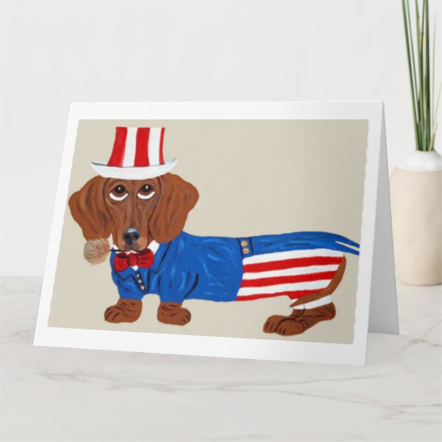 Tarjeta de invitación del Tío Sam Dachshund (Anverso)