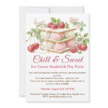 Tarjeta de Invitación Día Sándwich de Helado Acuar