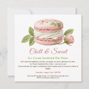 Tarjeta de Invitación Día Sándwich de Helado Acuar