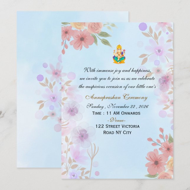 Tarjeta de Invitación Digital Editable para Annapr (Anverso / Reverso)