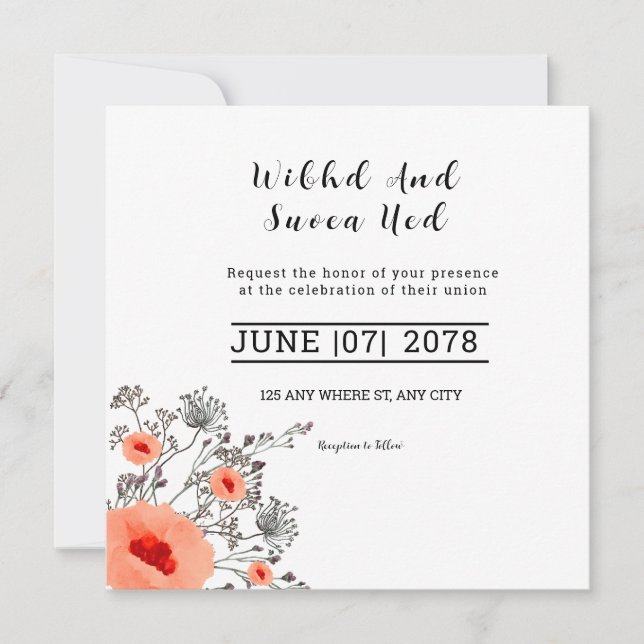 Tarjeta de invitación - Diseño de tarjeta Boda cua (Anverso)