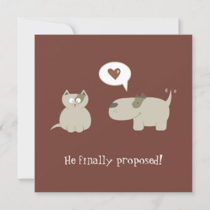 Tarjeta de invitación divertida de gato y perro pa