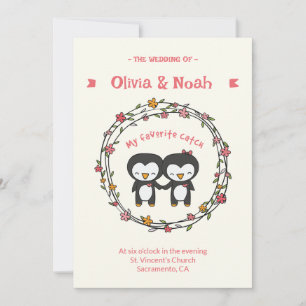 Tarjeta de invitación divertida en pingüino