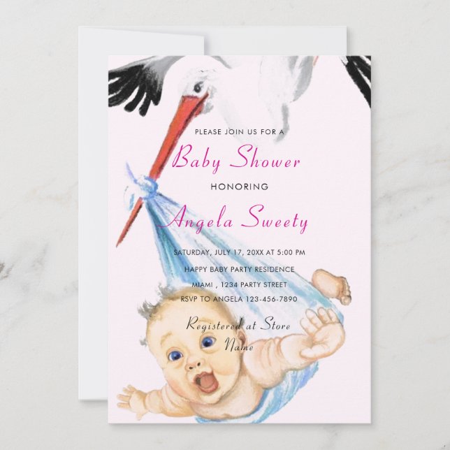 Tarjeta de Invitación Divertida para Baby Shower c (Anverso)