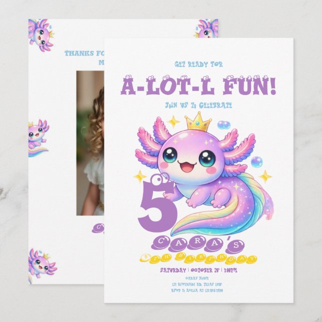 Tarjeta de invitación divertida para cumpleaños de (Anverso / Reverso)