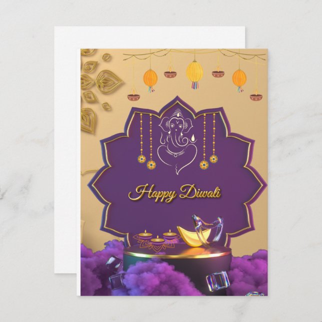 Tarjeta de invitación Diwali (Anverso / Reverso)