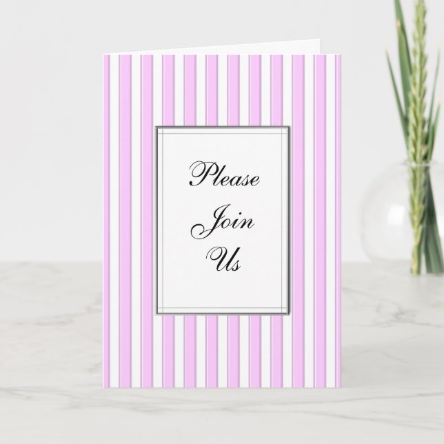 Tarjeta de Invitación Doble con Franjas Rosadas Pe (Anverso)