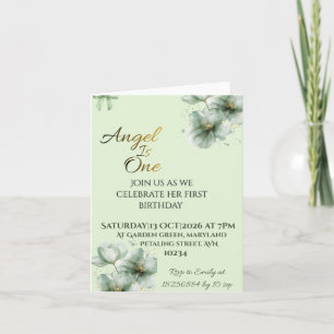 Tarjeta de Invitación Doble Verde Salvia  Estilo T