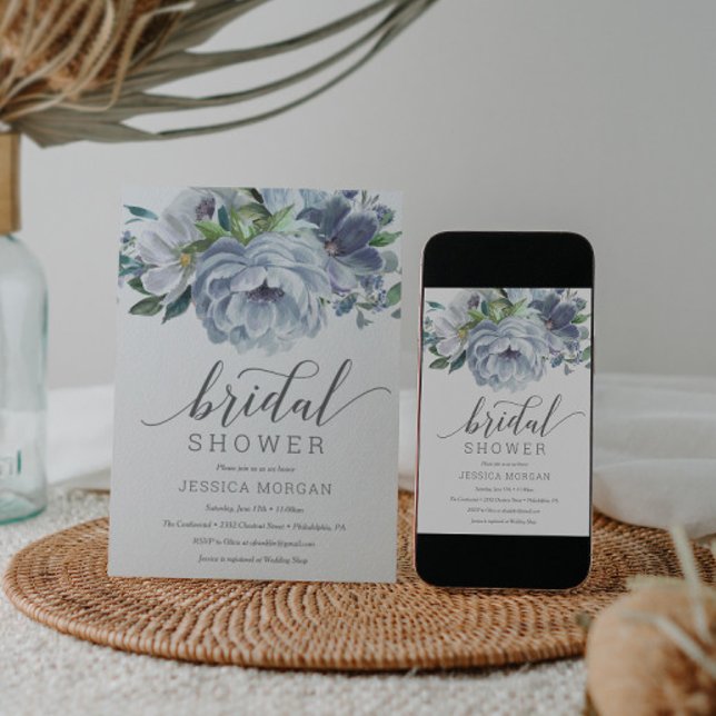Tarjeta de invitación Dusty Blue Bridal Shower (Subido por el creador)