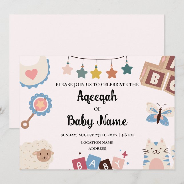 Tarjeta de invitación editable instantáneamente Aq (Anverso / Reverso)