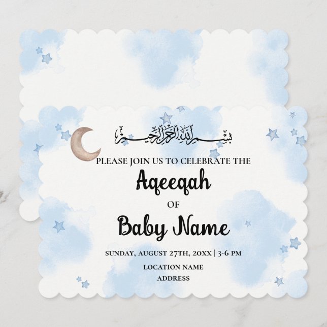 Tarjeta de invitación editable instantáneamente Aq (Anverso / Reverso)