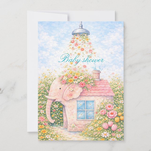 Tarjeta de Invitación Editable para Baby Shower Fl (Anverso)