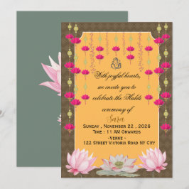 Tarjeta de Invitación Editable para Haldi de Boda 