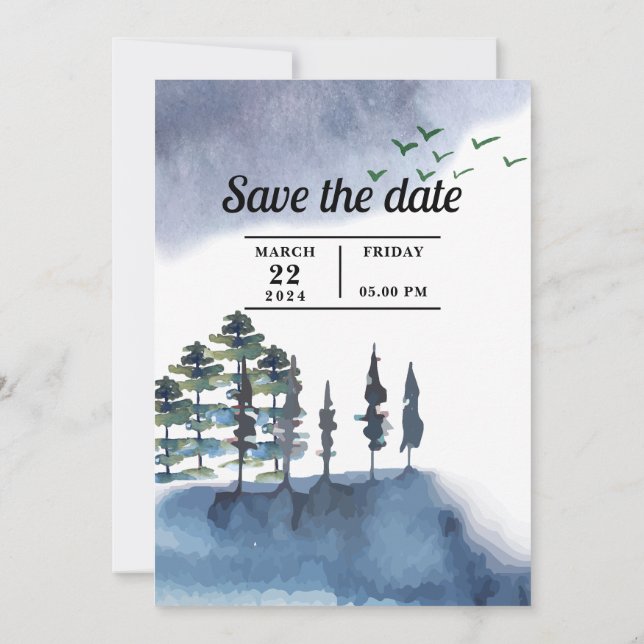 Tarjeta de invitación editable Rustic Woodland (Reverso)