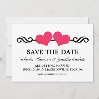 Tarjeta de Invitación Elegant Hearts Save the Date
