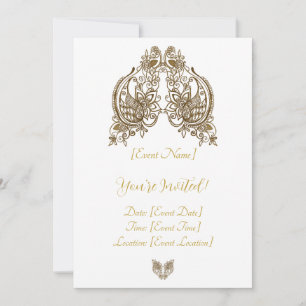 Tarjeta de invitación elegante con henna