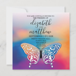 Tarjeta de invitación elegante con lazo y corazone