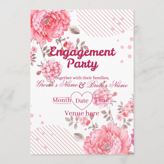 Tarjeta de invitación elegante de compromiso con d (Anverso)