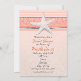 Tarjeta de Invitación Elegante de Coral de Estrell