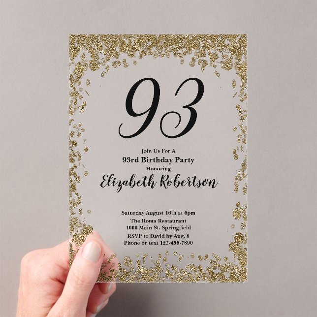 Tarjeta de invitación elegante de cumpleaños 93 en (Insitu (portátil))