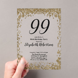 Tarjeta de invitación elegante de cumpleaños 99 en