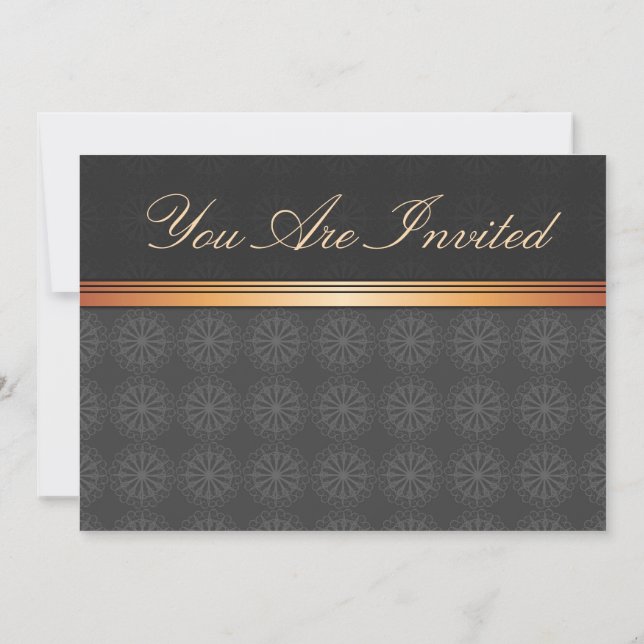 Tarjeta de invitación elegante de oro negro (Reverso)