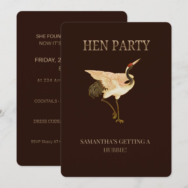 Tarjeta de invitación elegante para despedida de s (Anverso / Reverso)