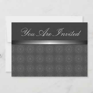 Tarjeta de Invitación Elegante Plata Negro