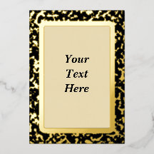 Tarjeta de Invitación en Blanco con Hojuela de Oro